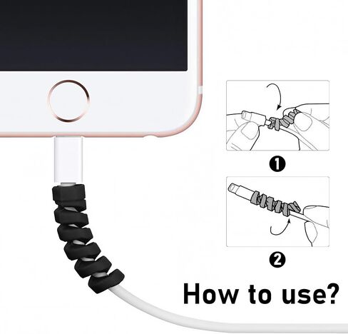40PCS Charger Cable Saver Protectors – Mixed Black and White Silicone Spiral Cord Protectors for Data and Power Cables in Saudi Arabia