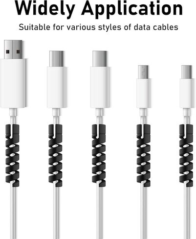 40PCS Charger Cable Saver Protectors – Mixed Black and White Silicone Spiral Cord Protectors for Data and Power Cables in Saudi Arabia