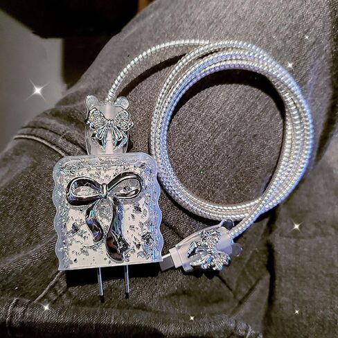 Cable Protector for iPhone 18W/20W Charger,Luxury Sparkle Bow Knot Charging Cord Protector,Charging Cord Protector iPad Charger Cover Charger Protector Cute Cable Saver for iPhone 13 14 15 16 Pro Max in Saudi Arabia