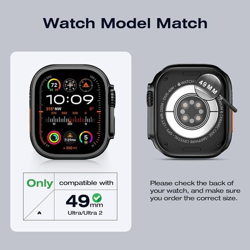3 in 1 Goton Metal+PC Case for Apple Watch Screen Protector 49mm, Black in Saudi Arabia