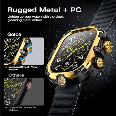 3 in 1 Goton Metal+PC Case for Apple Watch Screen Protector 49mm, Black in Saudi Arabia