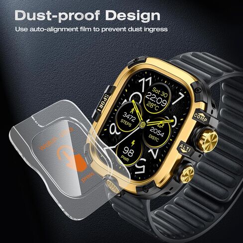 3 in 1 Goton Metal+PC Case for Apple Watch Screen Protector 49mm, Black in Saudi Arabia