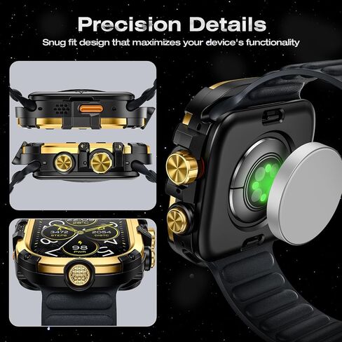 3 in 1 Goton Metal+PC Case for Apple Watch Screen Protector 49mm, Black in Saudi Arabia
