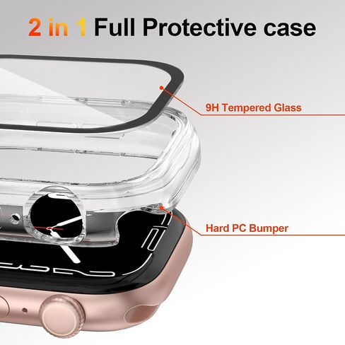 [2 علبة حزمة لوقاية شاشة Apple Watch 44 ملم سلسلة 4/5/6/SE/SE 2nd Gen مع الزجاج المقسى بشكل عام الواقي من PCER Lightweight 2 في 1 Accesitory متوافق مع الغطاء in Kuwait