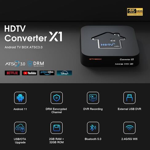GtMedia Converter X1 Ultra-HD TV Texorder & USB Recorder-ATSC 3.0/1.0 + Clear QAM ، Wi-Fi Dual-Band ، 4K@60 in Kuwait