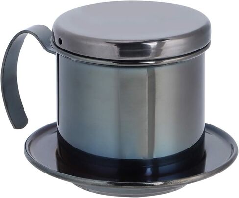 Dioche Stainless Steel Coffee Drip Filter Portable Coffee Maker Pot, Reusable, Detachable, for Home, Work, Travel with Elegant Design, Decorates Tableware, for Household, Milk Tea Shop (Ti Black in Saudi Arabia