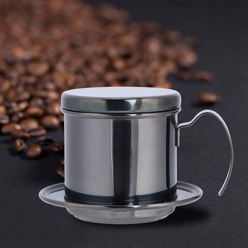 Dioche Stainless Steel Coffee Drip Filter Portable Coffee Maker Pot, Reusable, Detachable, for Home, Work, Travel with Elegant Design, Decorates Tableware, for Household, Milk Tea Shop (Ti Black in Saudi Arabia