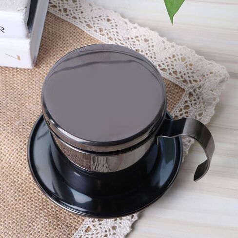 Dioche Stainless Steel Coffee Drip Filter Portable Coffee Maker Pot, Reusable, Detachable, for Home, Work, Travel with Elegant Design, Decorates Tableware, for Household, Milk Tea Shop (Ti Black in Saudi Arabia