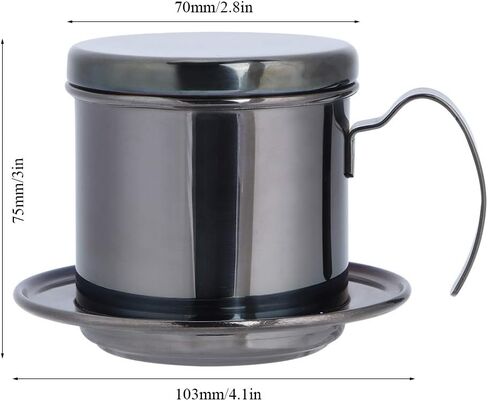 Dioche Stainless Steel Coffee Drip Filter Portable Coffee Maker Pot, Reusable, Detachable, for Home, Work, Travel with Elegant Design, Decorates Tableware, for Household, Milk Tea Shop (Ti Black in Saudi Arabia