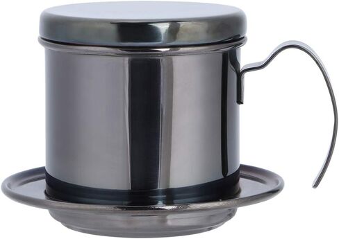 Dioche Stainless Steel Coffee Drip Filter Portable Coffee Maker Pot, Reusable, Detachable, for Home, Work, Travel with Elegant Design, Decorates Tableware, for Household, Milk Tea Shop (Ti Black in Saudi Arabia