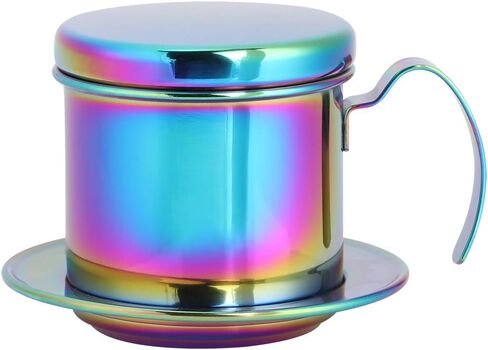 Diooche Stainsal Steel Coffee Filter Portable Coffee Maker Pot ، قابلة لإعادة الاستخدام ، قابلة للفصل ، للمنزل ، العمل ، السفر مع تصميم أنيق ، يزين أدوات المائدة ، للمنزل ، متجر شاي الحليب (ملون) in Saudi Arabia