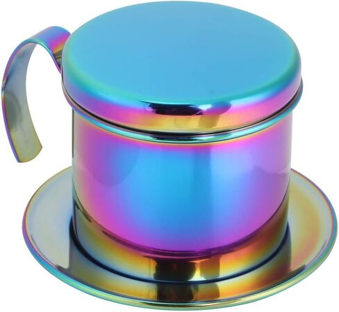 Diooche Stainsal Steel Coffee Filter Portable Coffee Maker Pot ، قابلة لإعادة الاستخدام ، قابلة للفصل ، للمنزل ، العمل ، السفر مع تصميم أنيق ، يزين أدوات المائدة ، للمنزل ، متجر شاي الحليب (ملون) in Saudi Arabia