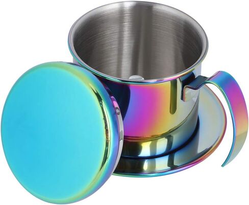 Diooche Stainsal Steel Coffee Filter Portable Coffee Maker Pot ، قابلة لإعادة الاستخدام ، قابلة للفصل ، للمنزل ، العمل ، السفر مع تصميم أنيق ، يزين أدوات المائدة ، للمنزل ، متجر شاي الحليب (ملون) in Saudi Arabia