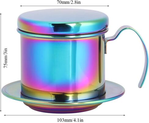 Diooche Stainsal Steel Coffee Filter Portable Coffee Maker Pot ، قابلة لإعادة الاستخدام ، قابلة للفصل ، للمنزل ، العمل ، السفر مع تصميم أنيق ، يزين أدوات المائدة ، للمنزل ، متجر شاي الحليب (ملون) in Saudi Arabia