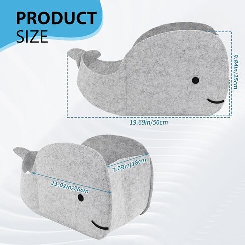 Storage Basket Felt Storage Bin Whale Shaped Collapsible & Convenient Box Organizer with Carry Handles for Home Bedroom Closet Babies Nursery Toys (Large) in Saudi Arabia