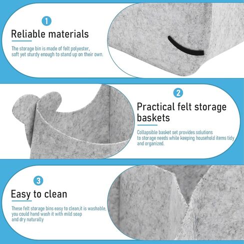 Storage Basket Felt Storage Bin Whale Shaped Collapsible & Convenient Box Organizer with Carry Handles for Home Bedroom Closet Babies Nursery Toys (Large) in Saudi Arabia