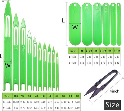 Fishing Net Needle Repair Kits - Plastic 10 Sizes Fishing Netting Shuttle and 6 Sizes Mending Cast Net Tools Gill Net Needle Shuttle in Saudi Arabia