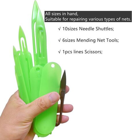 Fishing Net Needle Repair Kits - Plastic 10 Sizes Fishing Netting Shuttle and 6 Sizes Mending Cast Net Tools Gill Net Needle Shuttle in Saudi Arabia
