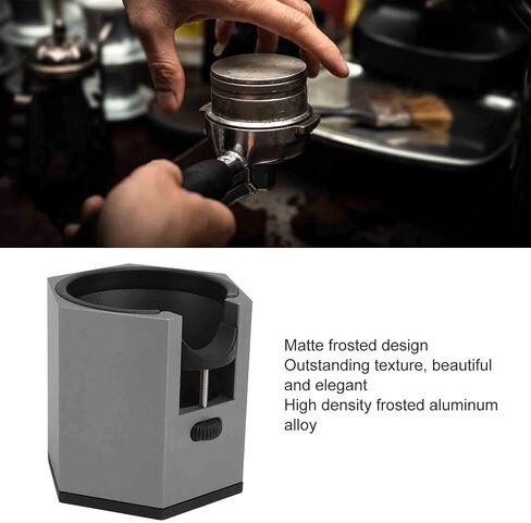 Coffee Portafilter Holder Stand with Adjustable Height Knob and Removable Bracket Cover, Aluminum Alloy Non Slip Base for Restaurants Homes Cafes (Silver) in Saudi Arabia