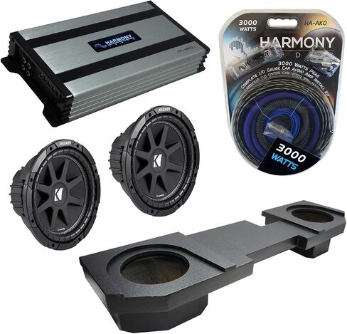 Ammarony Audio متوافق مع 2002-2018 دودج رام رباعي أو طاقم ركلة حزمة شركات C10 Dual 10 "Rhino المغلفة المغلفة Harmony HA-A800.1 أمبير in Saudi Arabia