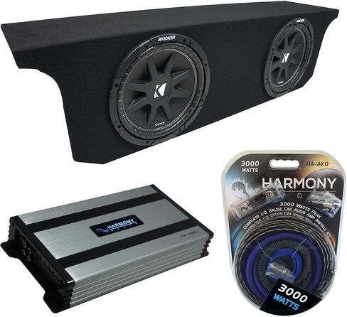 Harmony Audio Compatible with 2007-2018 Jeep Wrangler JK Unlimited Kicker Bundle Comp C10 Dual 10" Sub Box Enclosure & Harmony HA-A800.1 Amp in Saudi Arabia