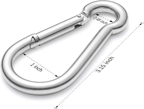 Sprookber 316 CARABINER CARABINER من الفولاذ المقاوم للصدأ ، خطاف نابض للبلاغ البحري للجرعة البحرية للهواء في الهواء الطلق ، قارب ، أرجوحة ، مجموعة من 5 in Kuwait