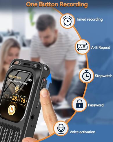 128GB Digital Voice Recorder with Bluetooth & 2" Touchscreen, 3072Kbps HD XIXITPY Voice Activated Recording with Password, Playback, A-B Repeat, MP3 for Lectures, Meetings, Interviews in Saudi Arabia