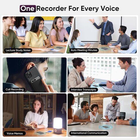 AI Voice Recorder, Mini Audio Recorder with AI Transcription and Summary to Mind Maps, App Control, 64 GB Memory, Supports 118 Languages - Great for Presentations, Learning, Meetings, Calls in Saudi Arabia