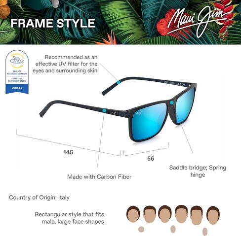 نظارات شمسية مستطيلة مستقطبة ذات اتجاه واحد للرجال والنساء من ماوي جيم in Kuwait