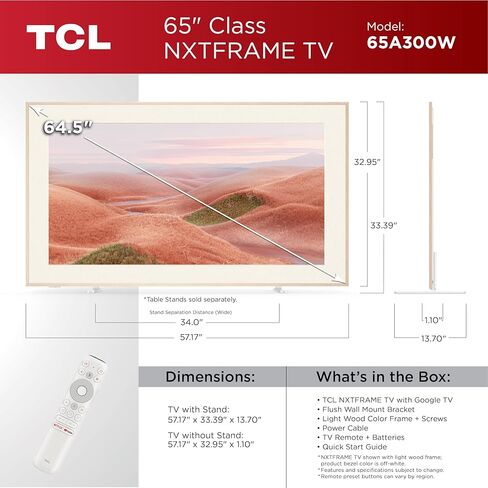 TCL 55" Class QLED 4K Smart NXTFRAME TV with Google TV (55A300W, 2024 Model) Dolby Vision HDR & Dolby Atmos, Google Assistant with Voice Remote, Streaming TV (Renewed) in Saudi Arabia