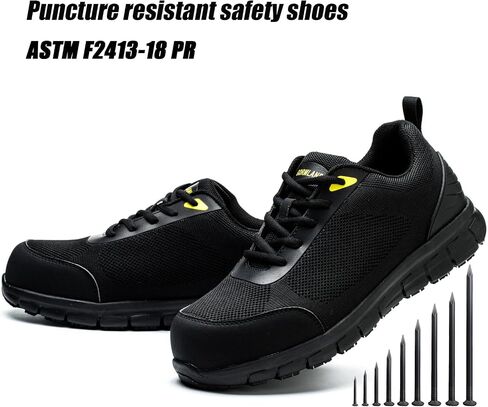 Composite Toe Shoes for Men Non Slip Work Shoes ESD Shoes Steel Toe Sneakers Shoes Puncture Proof Safety Shoes Construction Breathable Lightweight in Saudi Arabia