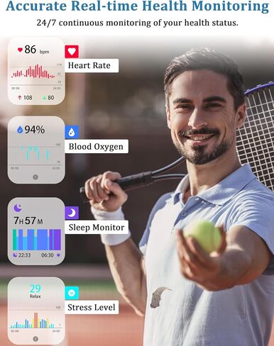 Smart Watch, Alexa Built-in, Answer/Make Calls 44mm Smartwatch Women Men, 1.83" Sports Watch IP68 Waterproof, Heart Rate SpO2 Sleep Stress Monitor, Step Counter Watch for Android & iOS Phone in Saudi Arabia