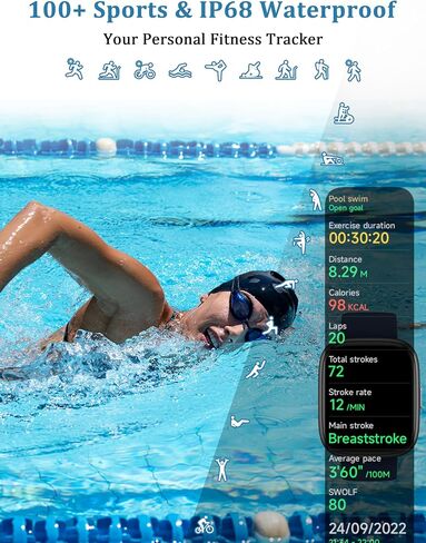 Smart Watch, Alexa Built-in, Answer/Make Calls 44mm Smartwatch Women Men, 1.83" Sports Watch IP68 Waterproof, Heart Rate SpO2 Sleep Stress Monitor, Step Counter Watch for Android & iOS Phone in Saudi Arabia
