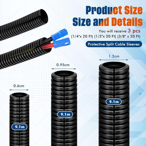 Sasylvia 1" x 60ft Split Wire Loom Tubing with Installation Tool Wire Loom Assortment Split Cable Sleeves Bulk Flexible Electrical Conduit Protective Kit in Saudi Arabia