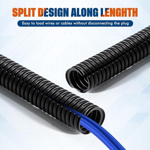 Sasylvia 1" x 60ft Split Wire Loom Tubing with Installation Tool Wire Loom Assortment Split Cable Sleeves Bulk Flexible Electrical Conduit Protective Kit in Saudi Arabia