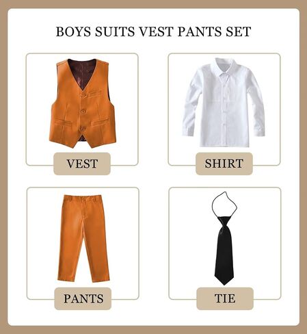 Boys Suit Kids Suits Tuxedo for Boys Toddler Vest Pants Set Ring Bearer Outfit Dress Clothes in Kuwait