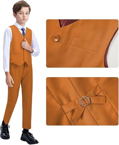 Boys Suit Kids Suits Tuxedo for Boys Toddler Vest Pants Set Ring Bearer Outfit Dress Clothes in Kuwait