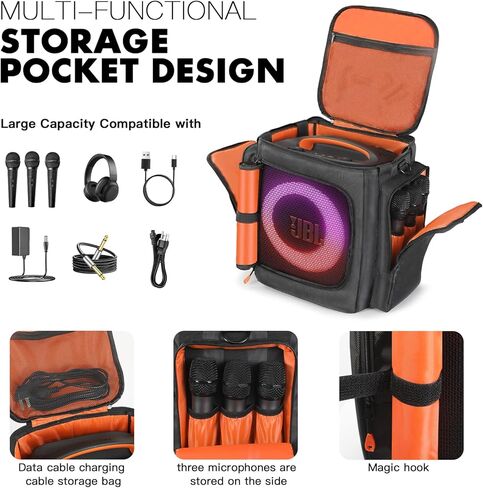 Carrying Case Portable Bag Travelling Case Compatible with JBL Partybox Encore Essential 2/ Essential Party Speaker, Extra Pockets for Microphone,Charger,Cable,Accessories in Saudi Arabia