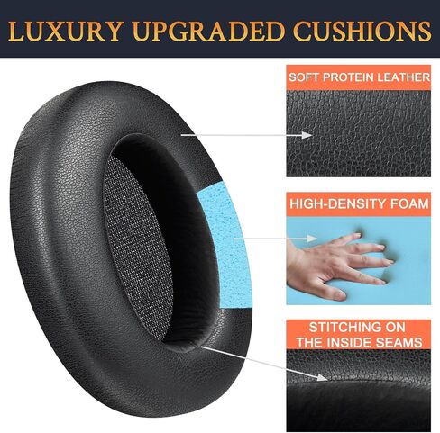 SOULWIT Earpads Cushions Replacement for Sony WH-XB910N Extra Bass Headphones, Ear Pads with Soft Protein Leather, Noise Isolation Foam - Black in Saudi Arabia