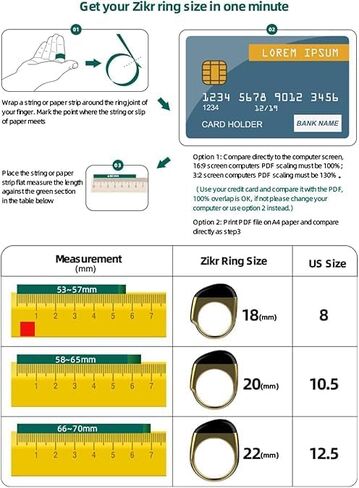 Zikr Ring- Clock Digital Digital Azan Clock ، عداد إصبع Tasbih الرقمي مع شاشة OLED ، مقاوم للماء ، عداد دعم التطبيق الذكي (أسود ، 8 بوصات) in Saudi Arabia