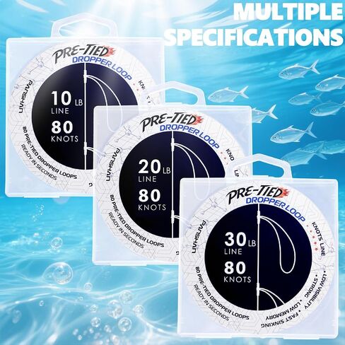 30 lb Pre-Tied Dropper Loop Knots Line. Fluorocarbon Fishing Line Spool. Loops 16 Inches Apart with 5.5 Inch Loop Size. Perfect for Saltwater & Freshwater Fishing, Snapper & Other Bottom Feeding Fish in Saudi Arabia