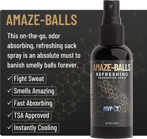 Derm Dude Amaze Ball Deodorant Spray for Men | Anti-Chafing Groin & Sack Spray with DeoPlex & Aloe Vera | Odor & Sweat Control for Private Parts | Talc-Free, 2oz (1 Pack) in Kuwait