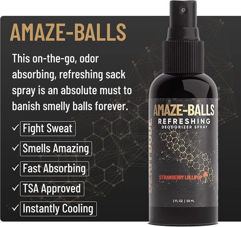 Derm Dude Amaze Ball Deodorant Spray for Men | Anti-Chafing Groin & Sack Spray with DeoPlex & Aloe Vera | Odor & Sweat Control for Private Parts | Talc-Free, 2oz (1 Pack) in Kuwait