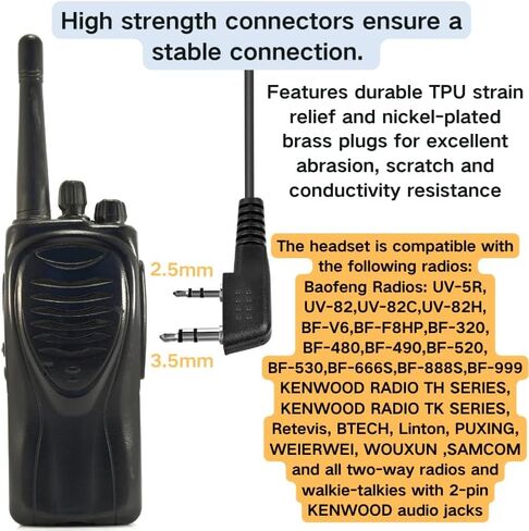 سماعة أذن إذاعية ثنائية الاتجاه مع سماعات رأس MIC Walkie Talkie ، متوافقة مع Kenwood Baofeng Btech Retevis Wouxun Pxton (سماعة أنبوب صوتية سرية 2 دبوس) in Kuwait