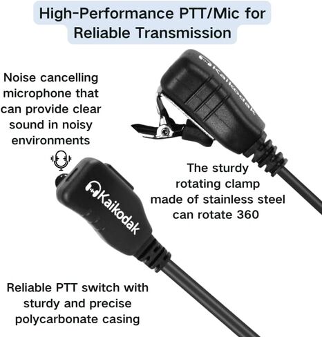 سماعة أذن إذاعية ثنائية الاتجاه مع سماعات رأس MIC Walkie Talkie ، متوافقة مع Kenwood Baofeng Btech Retevis Wouxun Pxton (سماعة أنبوب صوتية سرية 2 دبوس) in Kuwait
