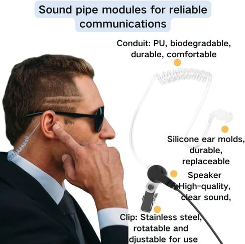 سماعة أذن إذاعية ثنائية الاتجاه مع سماعات رأس MIC Walkie Talkie ، متوافقة مع Kenwood Baofeng Btech Retevis Wouxun Pxton (سماعة أنبوب صوتية سرية 2 دبوس) in Kuwait