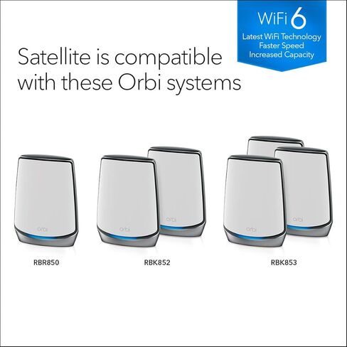 يعمل Netgear Orbi Ultra-Performance Tri-Band WiFi 6 الإضافية (RBS850) مع جهاز التوجيه Orbi WiFi 6 الخاص بك ، أضف ما يصل إلى 2500 قدم مربع ، وسرعة تصل إلى 6 جيجابت في الثانية | 11AX شبكة AX6000 in Saudi Arabia