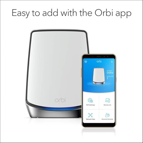 يعمل Netgear Orbi Ultra-Performance Tri-Band WiFi 6 الإضافية (RBS850) مع جهاز التوجيه Orbi WiFi 6 الخاص بك ، أضف ما يصل إلى 2500 قدم مربع ، وسرعة تصل إلى 6 جيجابت في الثانية | 11AX شبكة AX6000 in Saudi Arabia