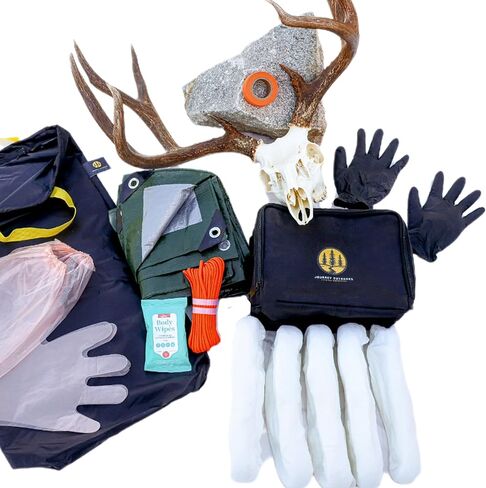 Field Dressing kit, Kill kit, Game Bags, tarp, Leak Proof Meat Bag, Paracord Rope, Nitrile Gloves, Shoulder Gloves, Flagging Tape, Large Cleaning Wipes, elk, Deer, Black in Saudi Arabia