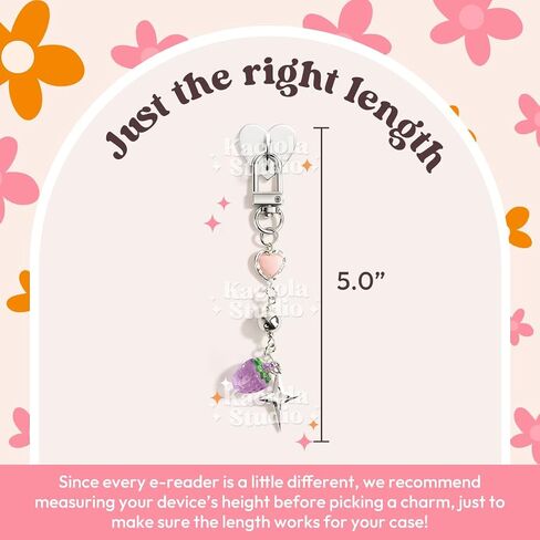Kaciola Charms for E-reader, Cute Phone Charm Chains Bracelets Accessories for Readers Booklovers Women Men, Charms Compatible for E-Reader/Phone/Paper White (C01-C05) in Kuwait